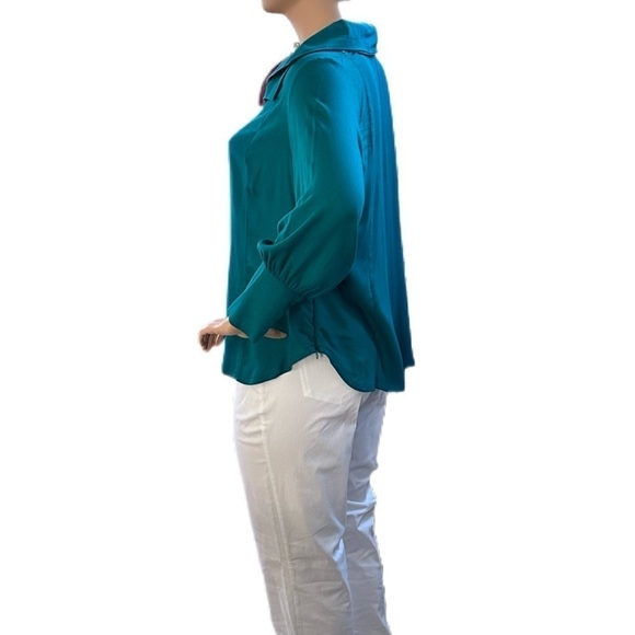Igigi Segovia Poet Blouse Plus Size 20, Peacock Green, Puffy Sleeves Cuffs NWOT - Picture 6 of 15